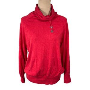 Michael Michael Kors Sweater Cowl Neck Red Size M Medium Knit Pockets